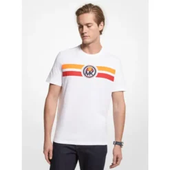 Men's MK X Ellesse Logo Stripe Cotton T-Shirt